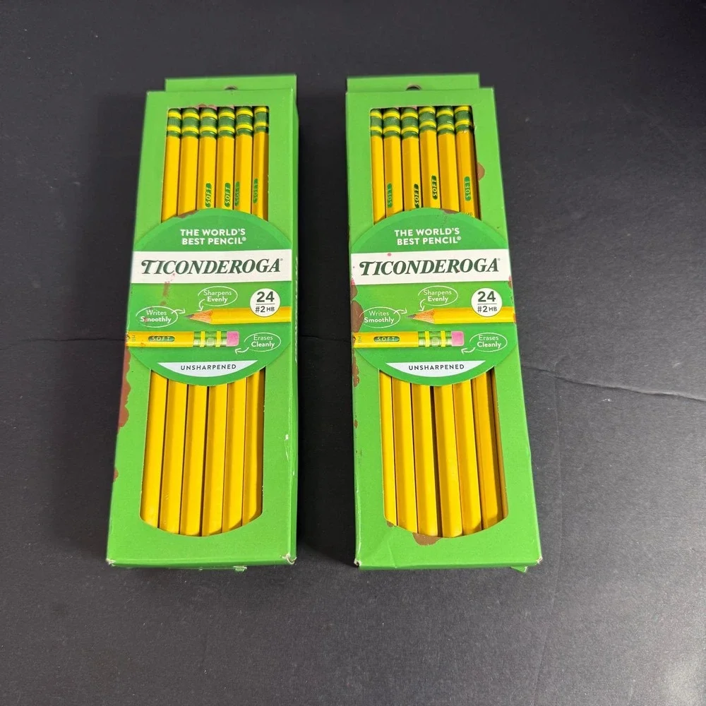 Ticonderoga #2 HB Wood-Cased Pencils Unsharpened Yellow 24 Count 2 Pack X13924